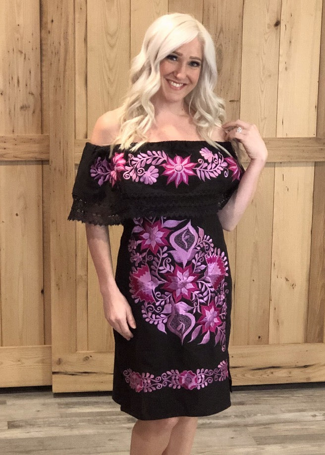 peasant dress purple Lila Floral Peasant Dress/ Lila Vestido Floral Campesina – Azul Mexican  Boutique