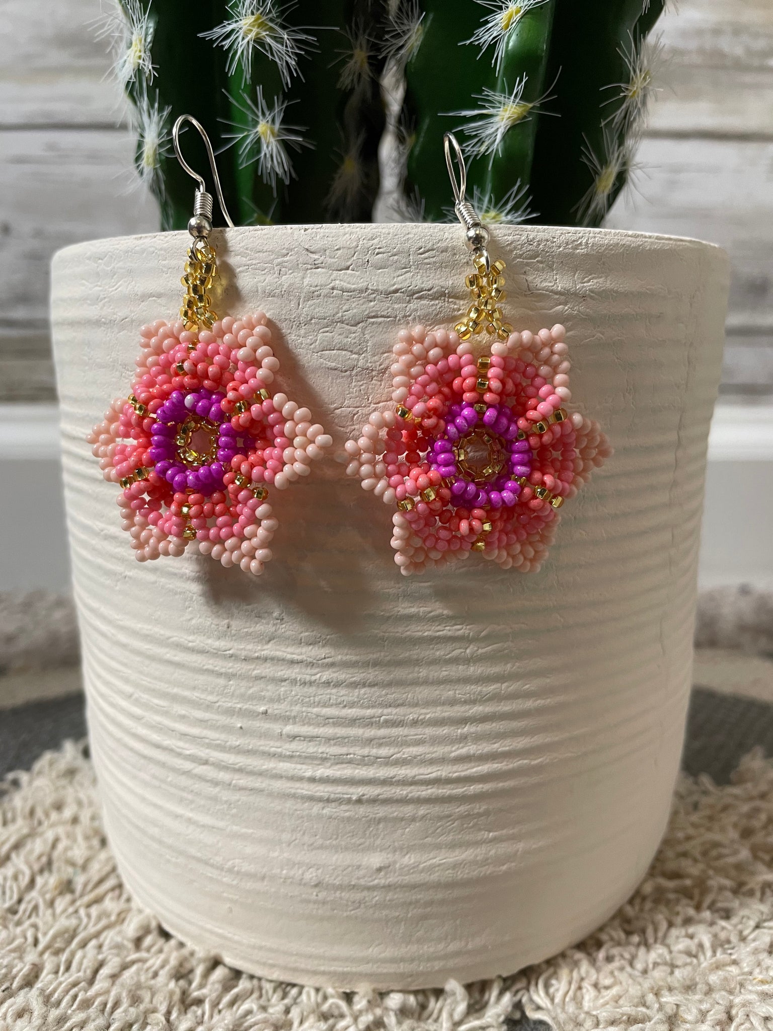 Floral beaded store earrings