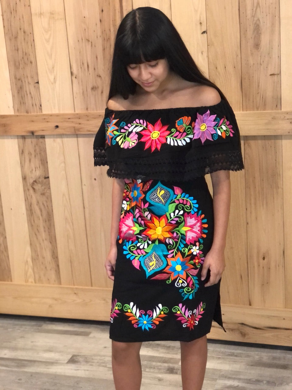 Lila Floral Peasant Dress Lila Vestido Floral Campesina Azul Mexican Boutique